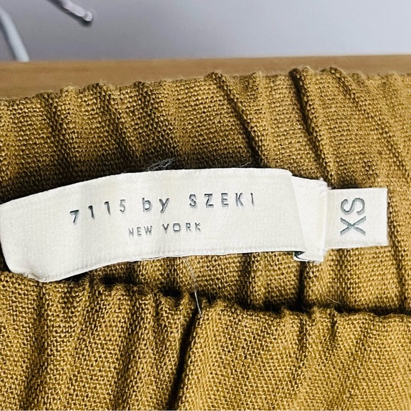 7115 By Szeki brown Linen Signature Elastic Pull-Up Trouser Pants size xsmall - Picture 7 of 8